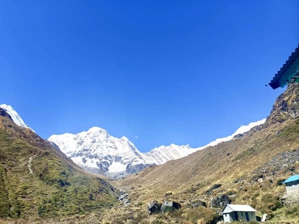 Annapurna base camp trekking the trail between MBC Machhapuchhre base camp ABC Annapurna base camp Nepal
