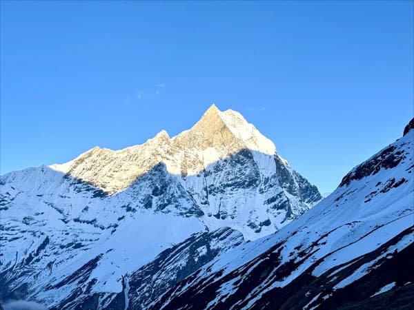 The mountain view of Machhapuchhare-fishtail from Annapurna Base Camp ABC in Nepal