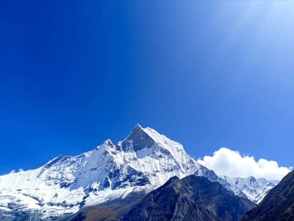 Mount fishtail Machhapuchhre view from Annapurna base camp ABC trek in Nepal