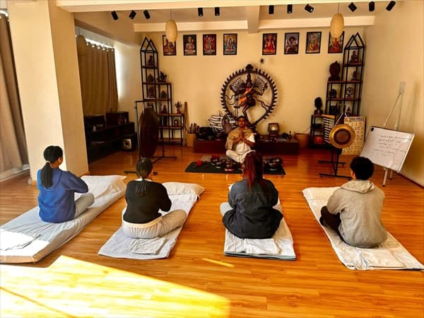 sound healing with tibetan singing bowl in Kathmandu Nepal
