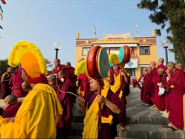 biddhist monks dancing in kapan monastery