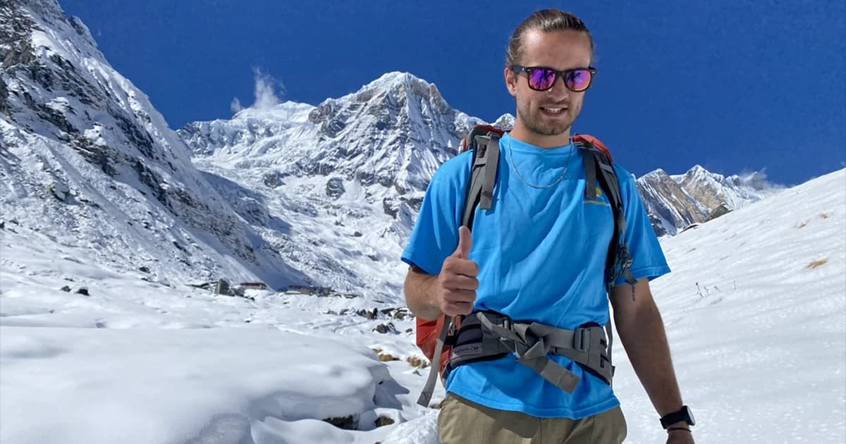 Snowy mountain at the Annapurna Base Camp Nepal