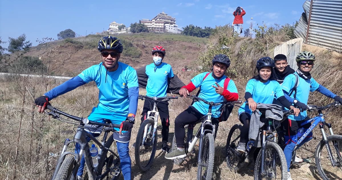 small gorup mountain biking tour in Kathmandu day trip