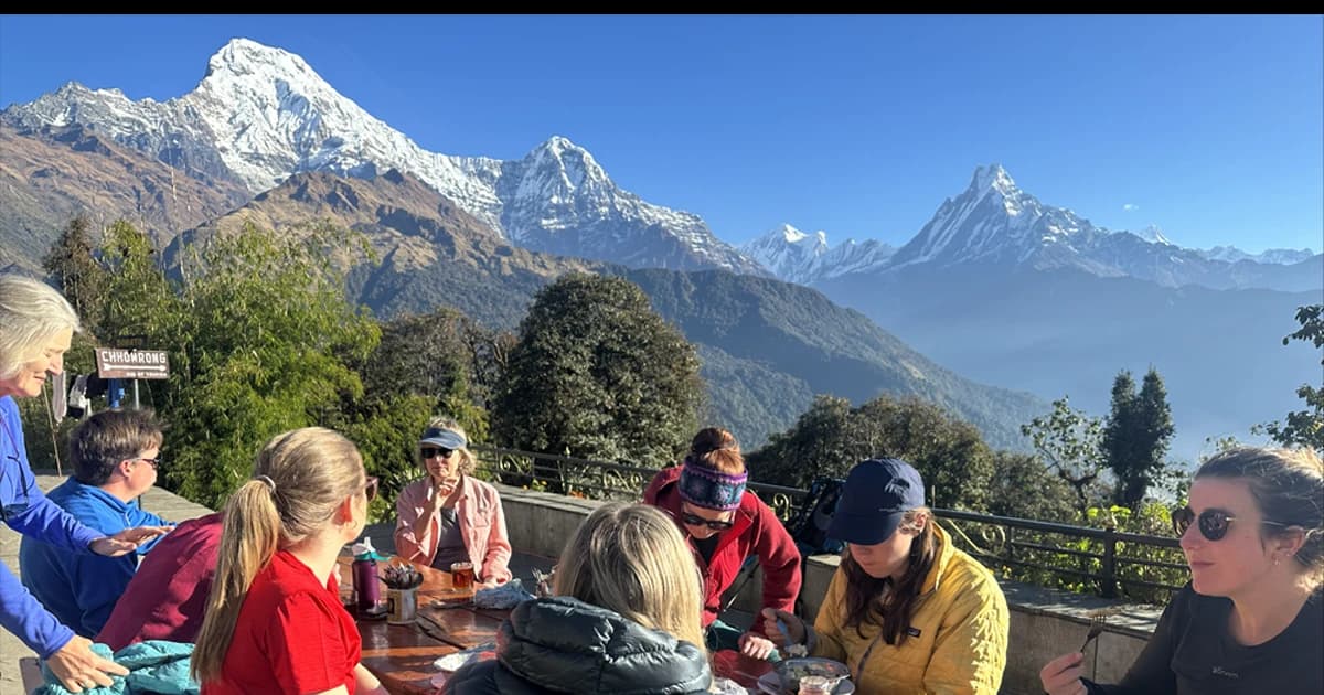 Annapurna Himalaya view from Tatapani morning breakfast time