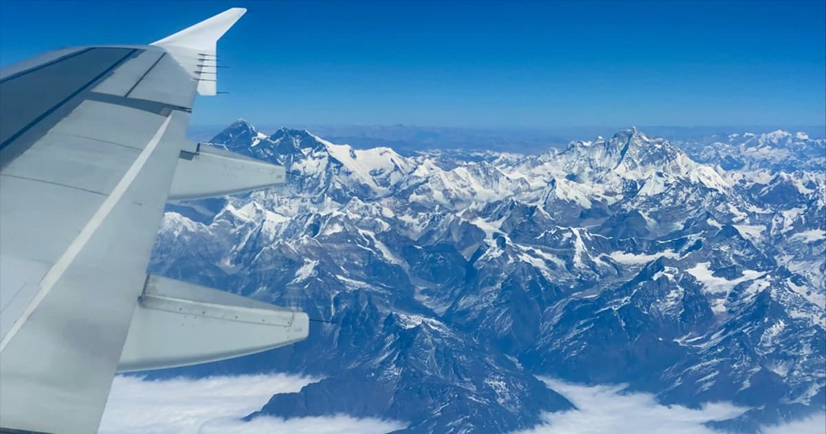 Everest Himalaya view from the mountain flight