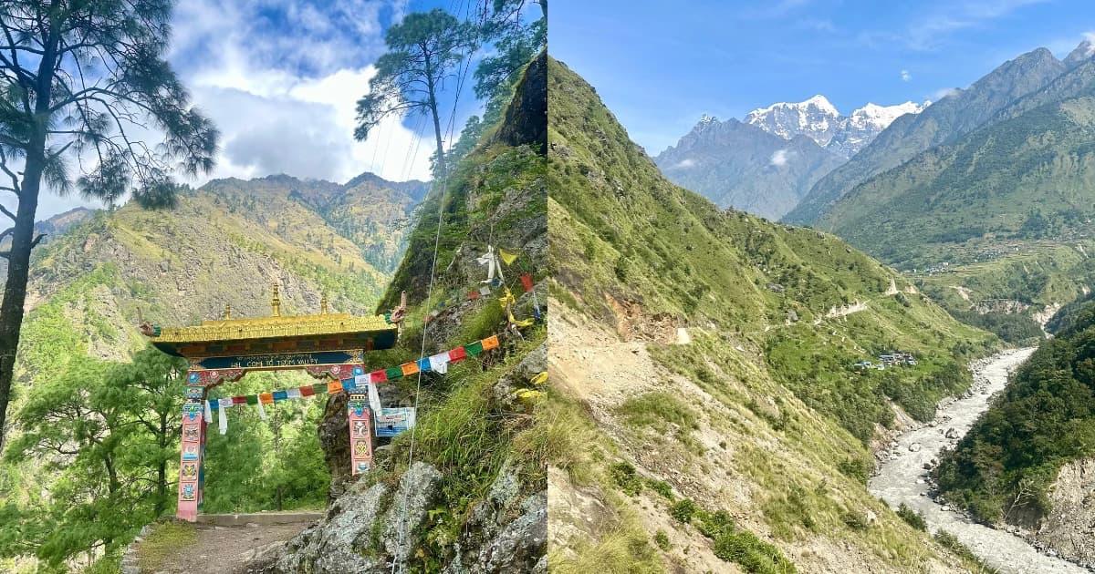 Tsum valley gate, Sirdibas and philim village with Budi Gandaki river