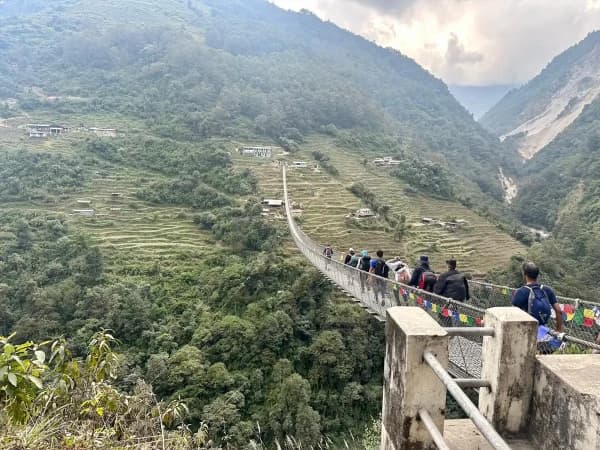 Metal Suspension Bridge Jhinu Danda Trekking Route To Annapurna Base Camp