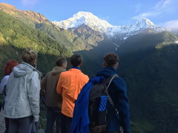 View From Chhomrong Mt Annapurna South And Hiunchuli
