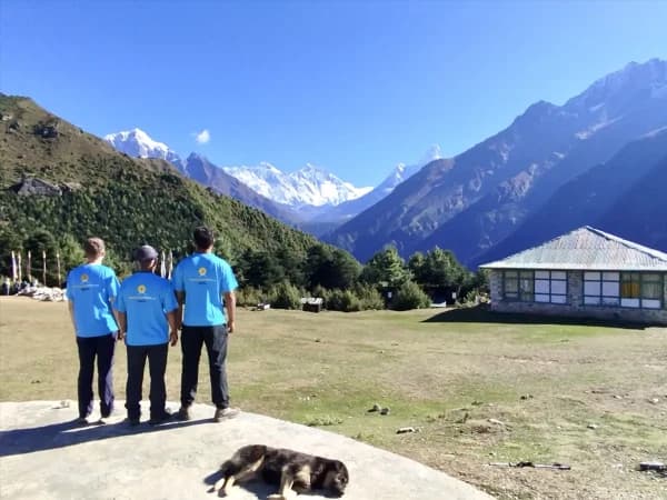View From Namche National Park Mount Everest And Other Himalayas Peak Nearby